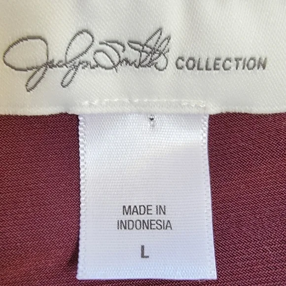 Jaclyn Smith Skirt Set Burgandy Wrap Top & Black Paisley Skirt Size Large EUC - Picture 4 of 15